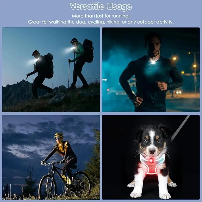 1797 Running Lights for Runners 2 Pack Clip On Flashlight Night Safety Hands Free Headlamp Running Gear Accessories Jogging Walking Dog Camping Hiking Rechargeable USB