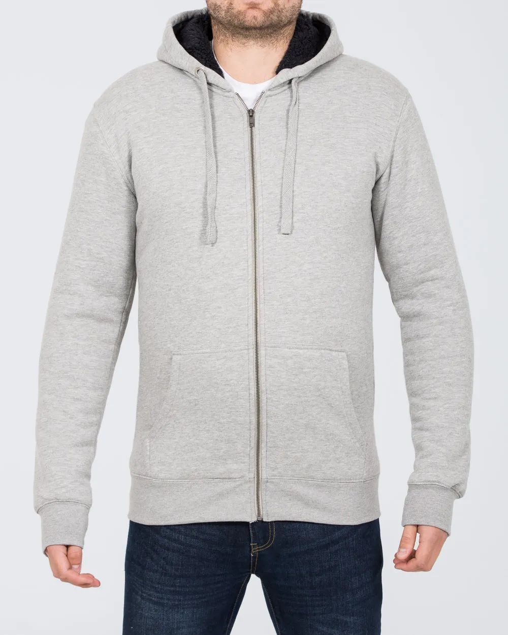 2t Zip Up Tall Sherpa Hoodie (heather grey)