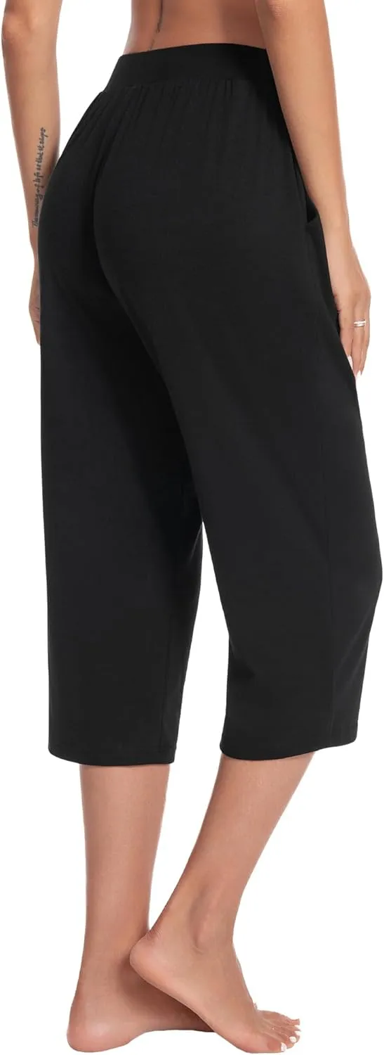 3 Pack Capri Pants for Women Loose Lounge Cropped Sweatpants Joggers Yoga Casual Workout Pants with Pockets