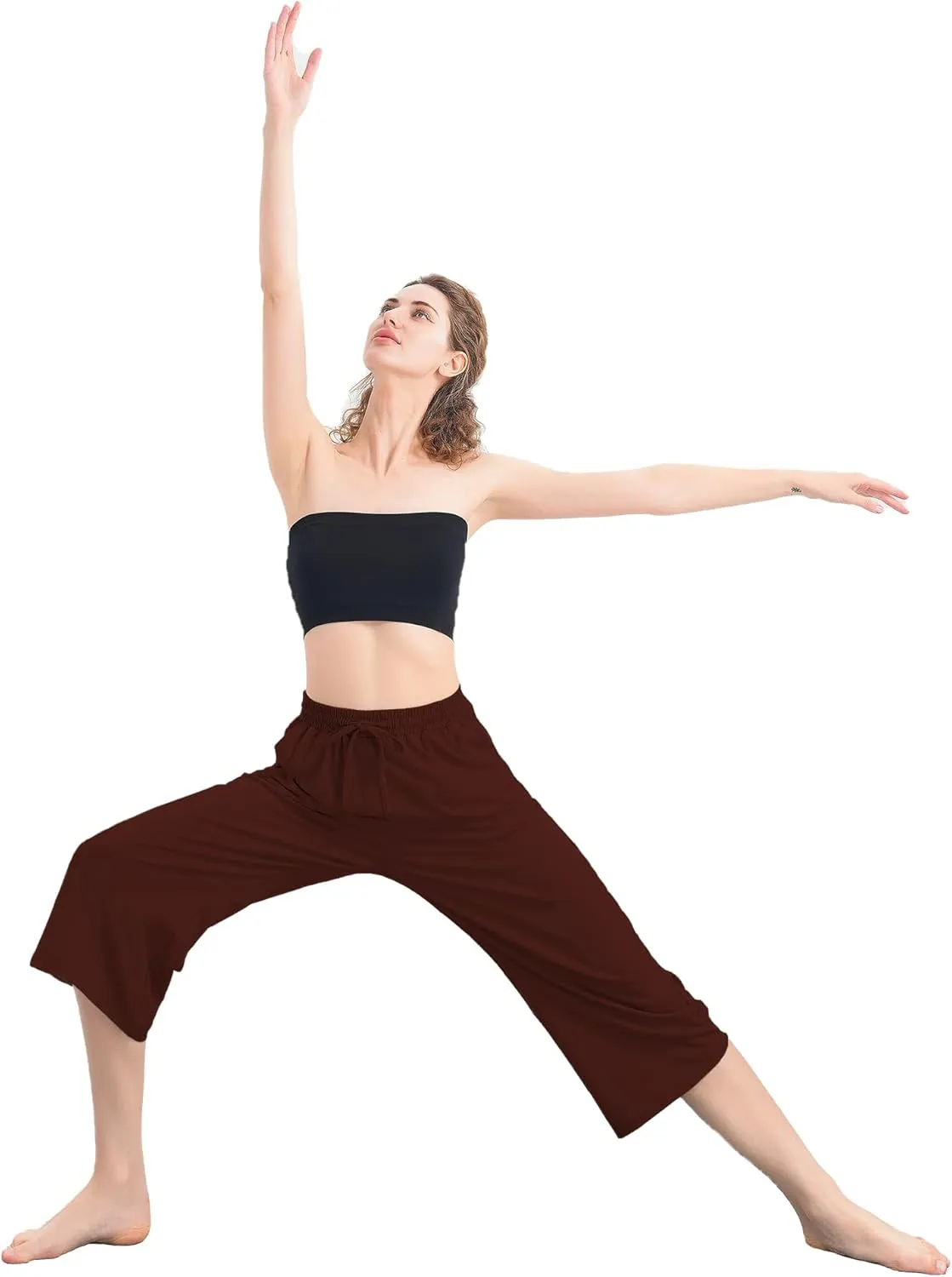 3 PACK Womens Capri Pants Loose Yoga Pants Wide Leg Drawstring Comfy Lounge Pajama Capris Loose Sweatpants with Pocket