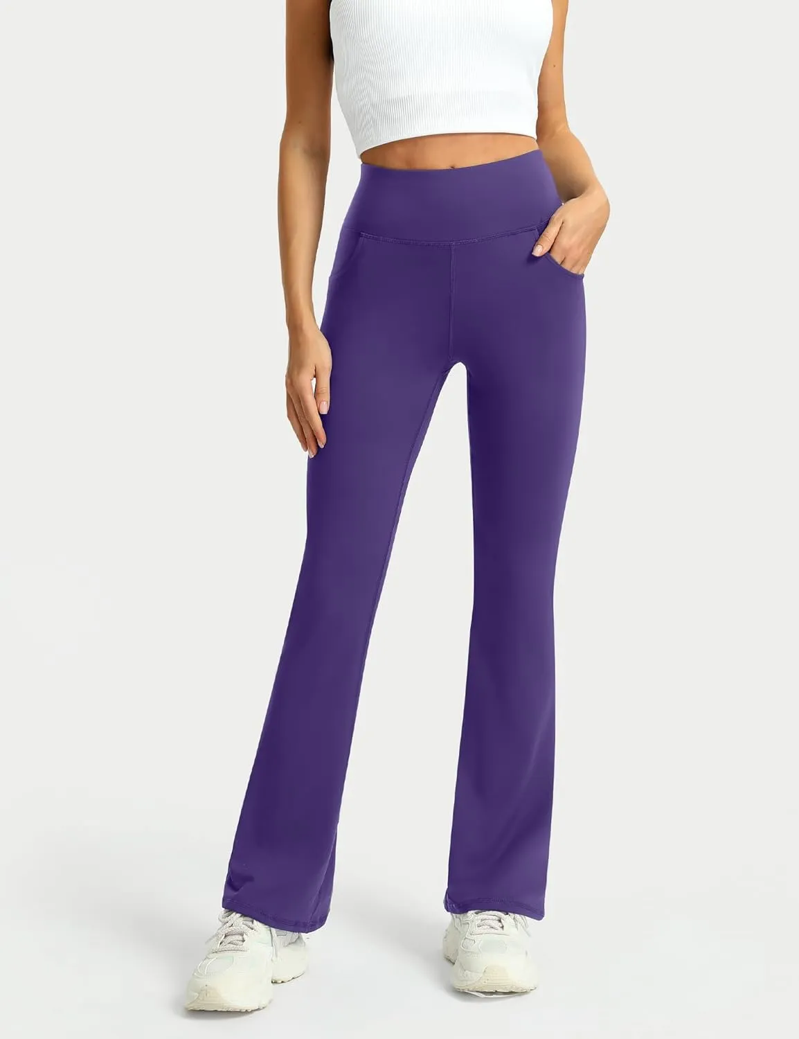 3 Packs Womens High Waist Flare Pants-Flare Yoga PantsYoga Pants with Pockets - High Waist and Wide Leg