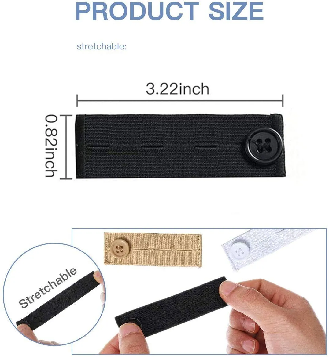 4 Pack Premium Elastic Waist Extenders - Adjustable Button Extender for Maternity & Casual Pants