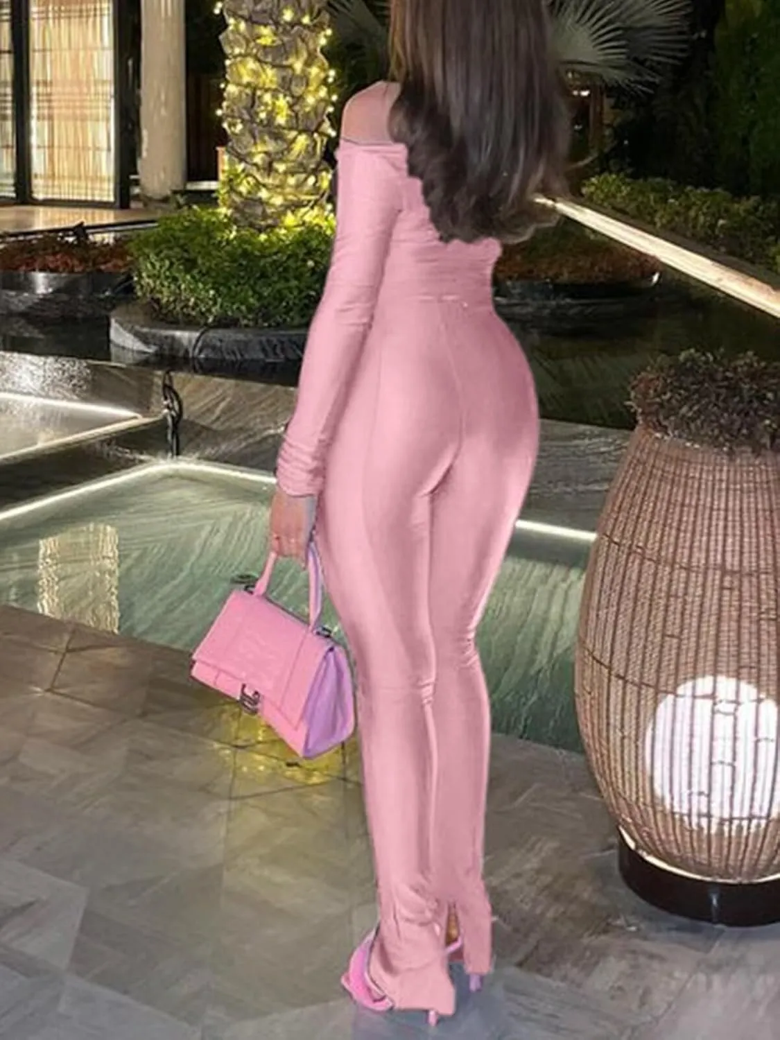 acelyn 2 Piece Outfits for Women Sexy Off Shoulder Tops Bodycon Flared Pant Sets Club Outfits Tracksuit