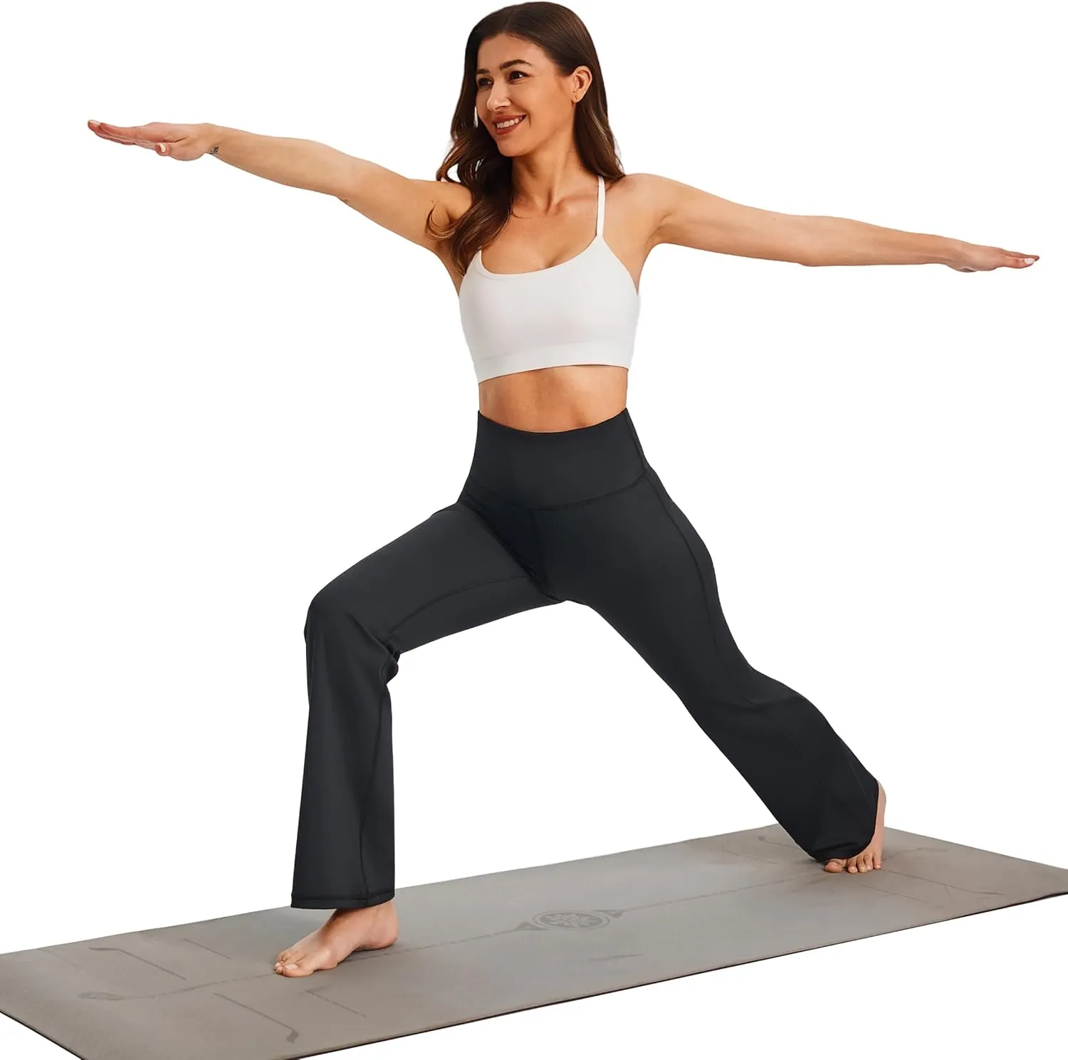 AFITNE Women's Yoga Pants Wide Leg Workout Leggings Flare Casual Lounge Pants with Pockets High Waist and Tummy Control