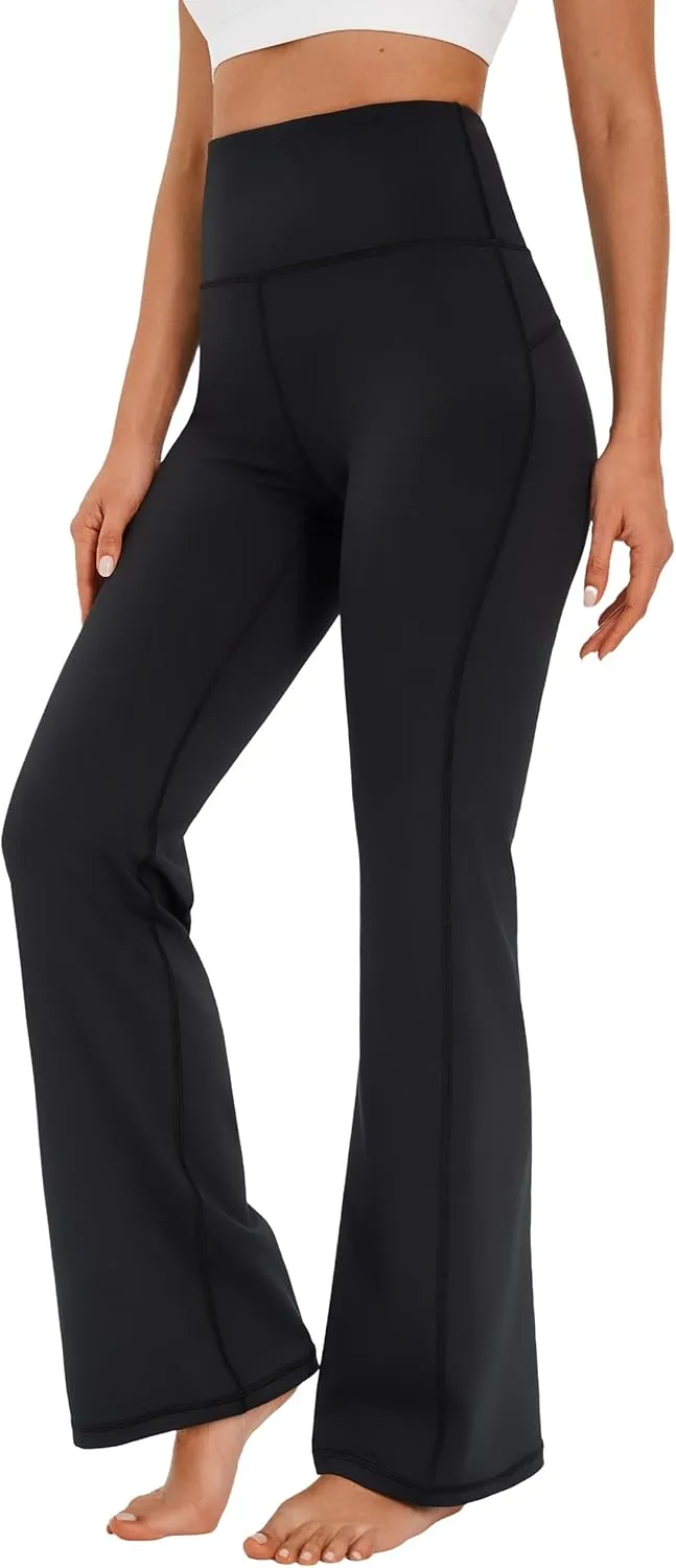 AFITNE Women's Yoga Pants Wide Leg Workout Leggings Flare Casual Lounge Pants with Pockets High Waist and Tummy Control