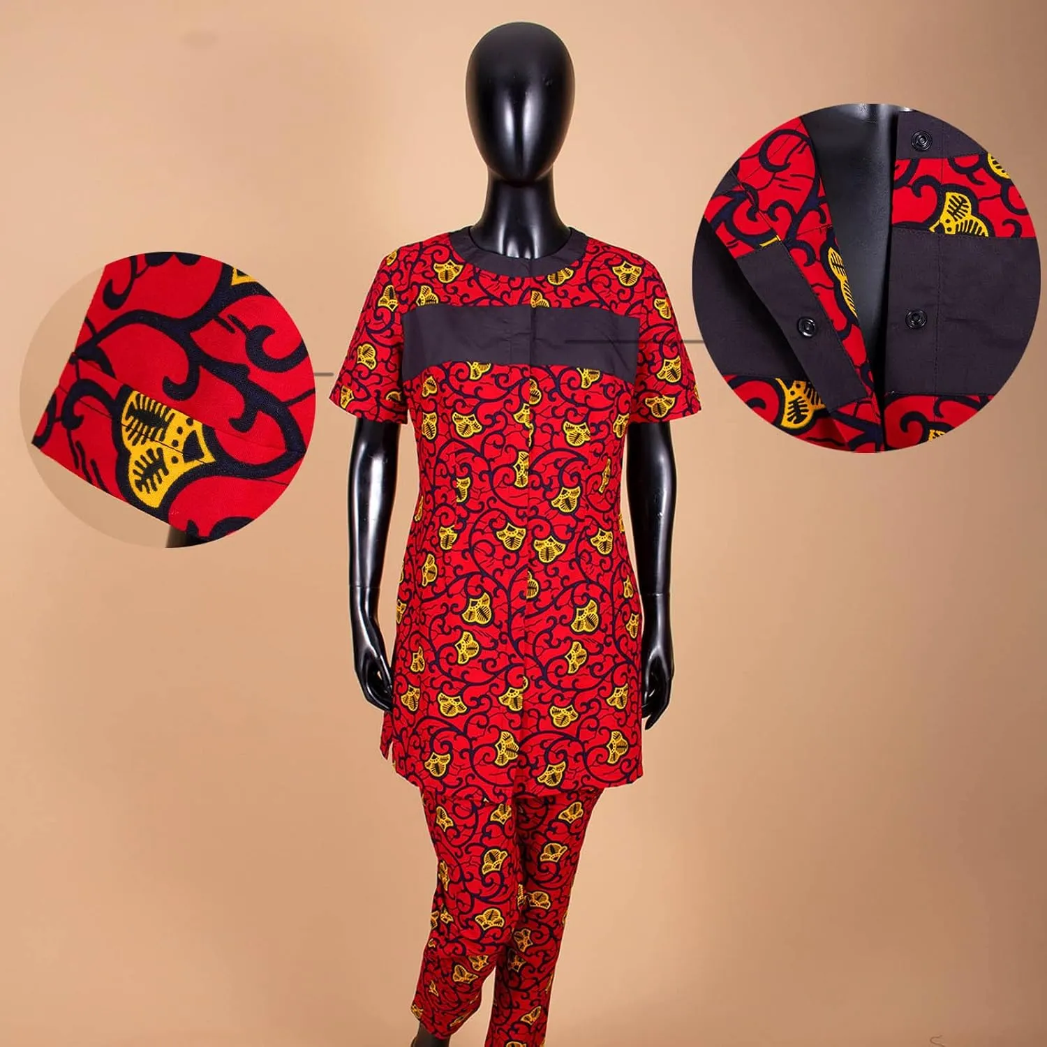 African Clothing for Women Short Sleeve Shirt and Print Pants 2 Piece Set Tracksuit Plus Size Dashiki Casual Outfit