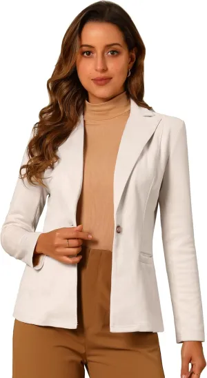 Allegra K Faux Suede Casual Blazer for Women's Lapel Collar Long Sleeve Work Office Jacket