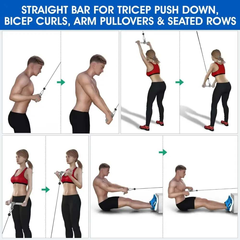 Aluminum Revolving Lat Pull Down Straight Bar with Diamond Knurl Handle