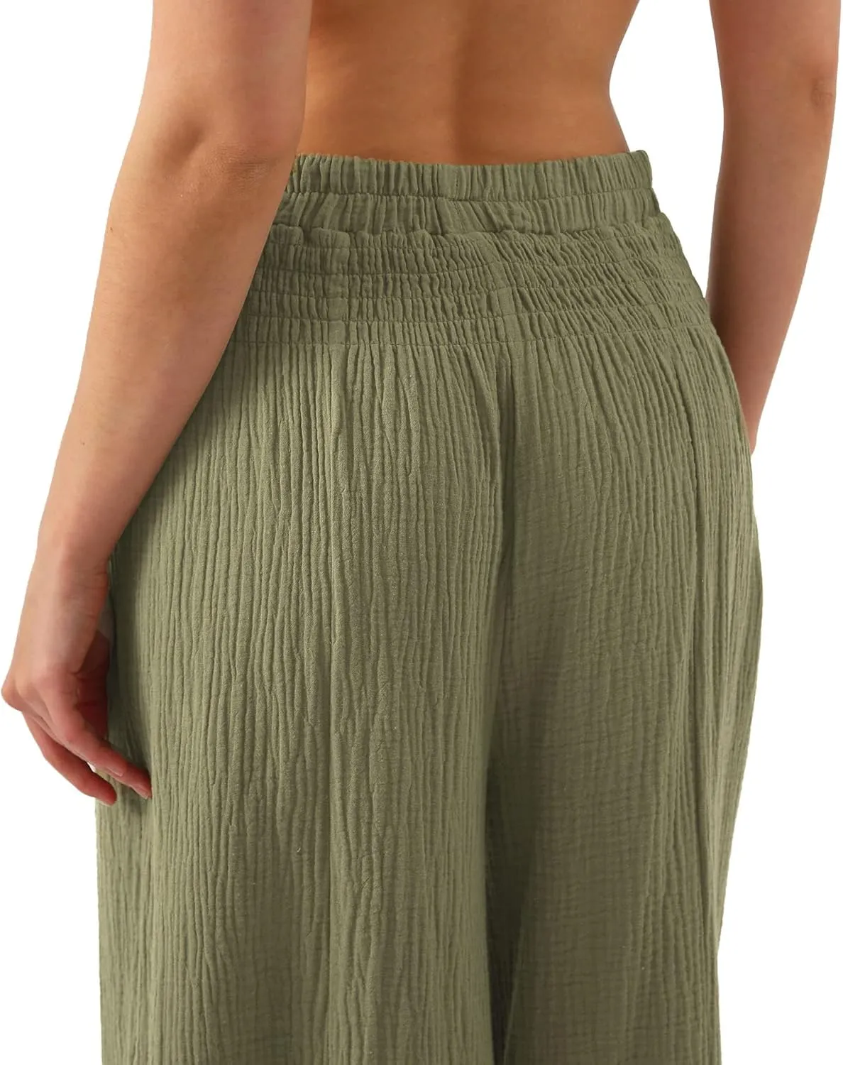 Amazhiyu Womens Wide Leg Palazzo Flowy High Waist Casual Lounge Yoga Pants for Summer