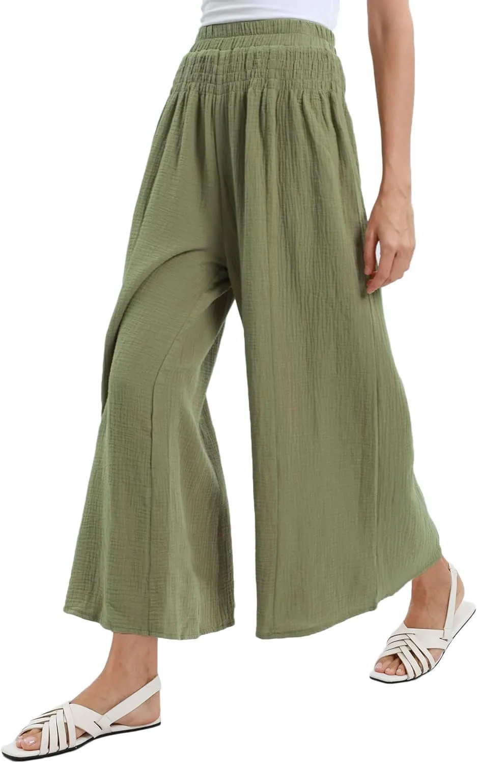 Amazhiyu Womens Wide Leg Palazzo Flowy High Waist Casual Lounge Yoga Pants for Summer