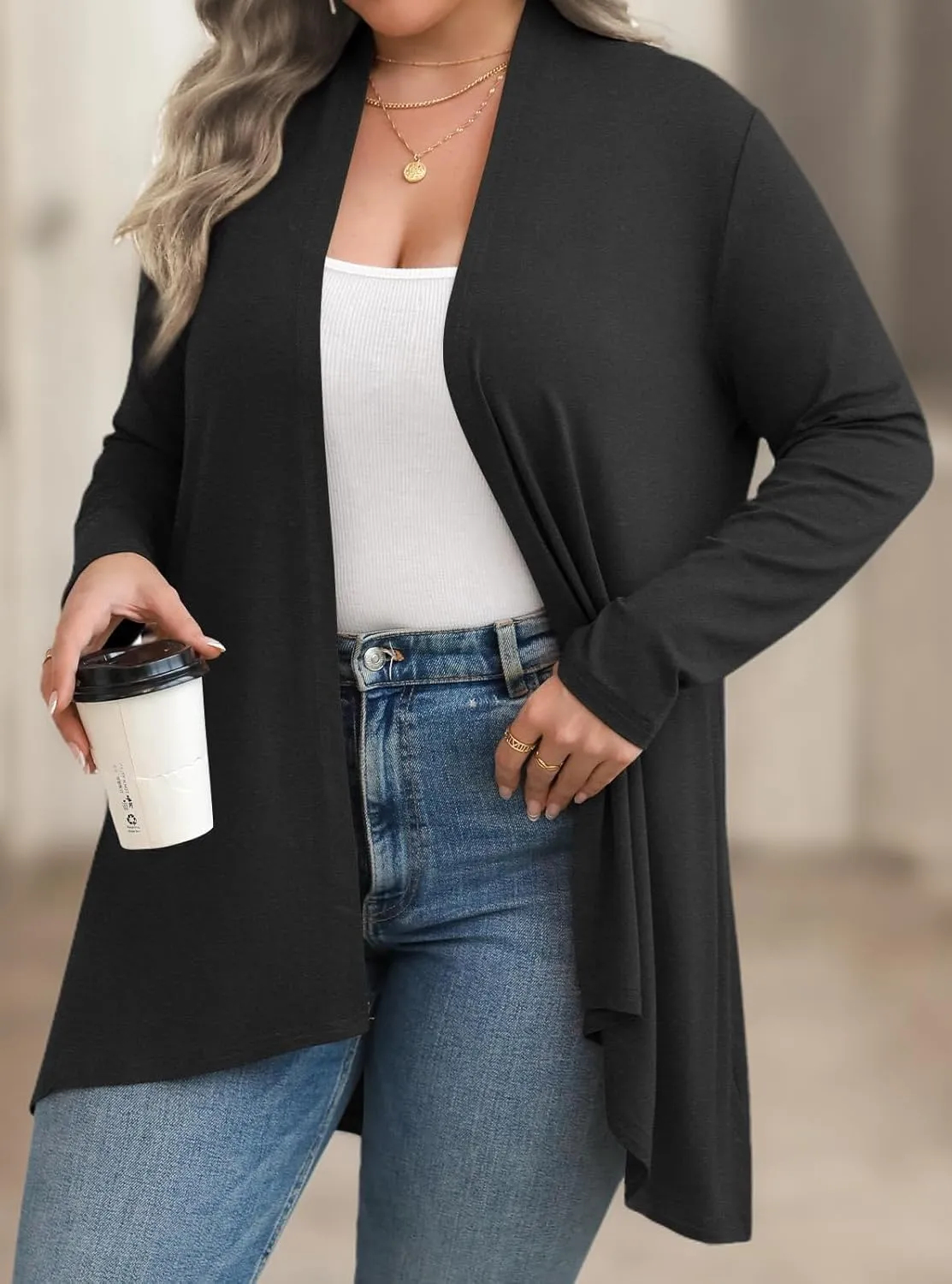 Anymiss Womens Plus Size Cardigan 2025 Spring Lightweight Jacket Summer Long Sleeve Kimono 1X-5X