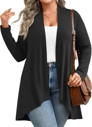 Anymiss Womens Plus Size Cardigan 2025 Spring Lightweight Jacket Summer Long Sleeve Kimono 1X-5X
