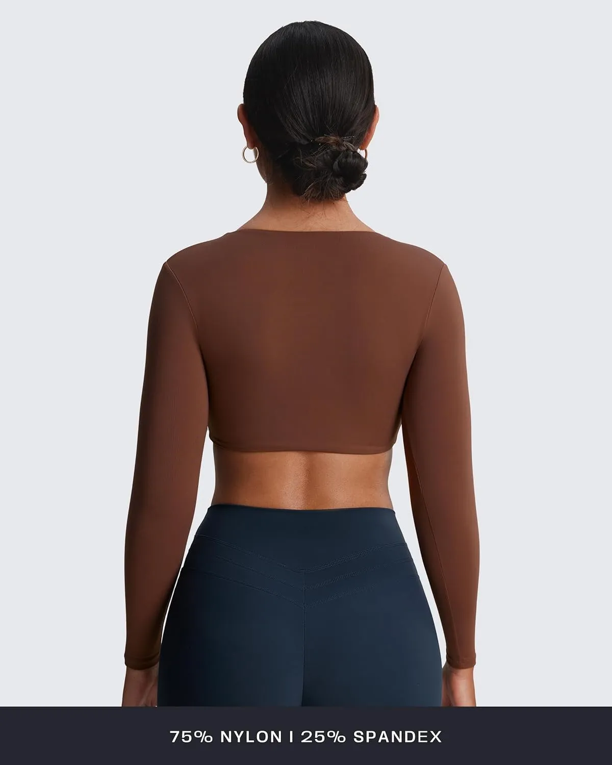 Aoxjox Long Sleeve Crop Tops for Women Sienna Twist Deep V Workout Cropped T Shirt Top