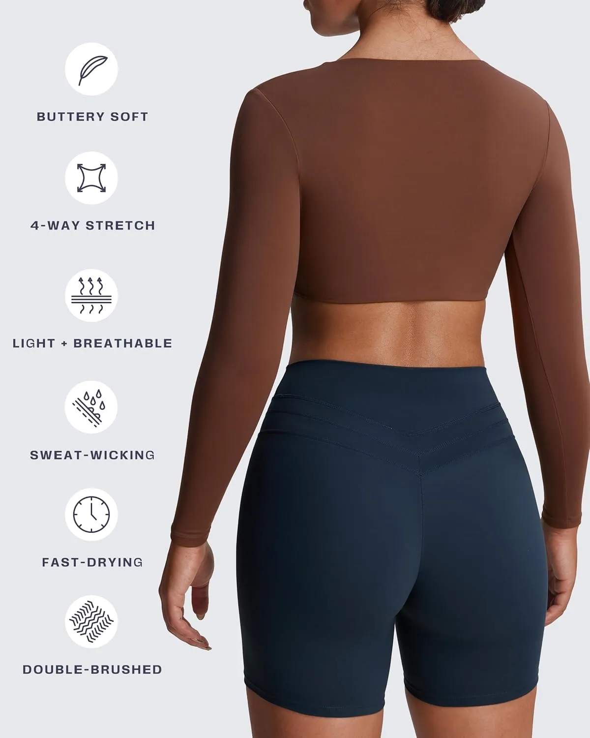Aoxjox Long Sleeve Crop Tops for Women Sienna Twist Deep V Workout Cropped T Shirt Top