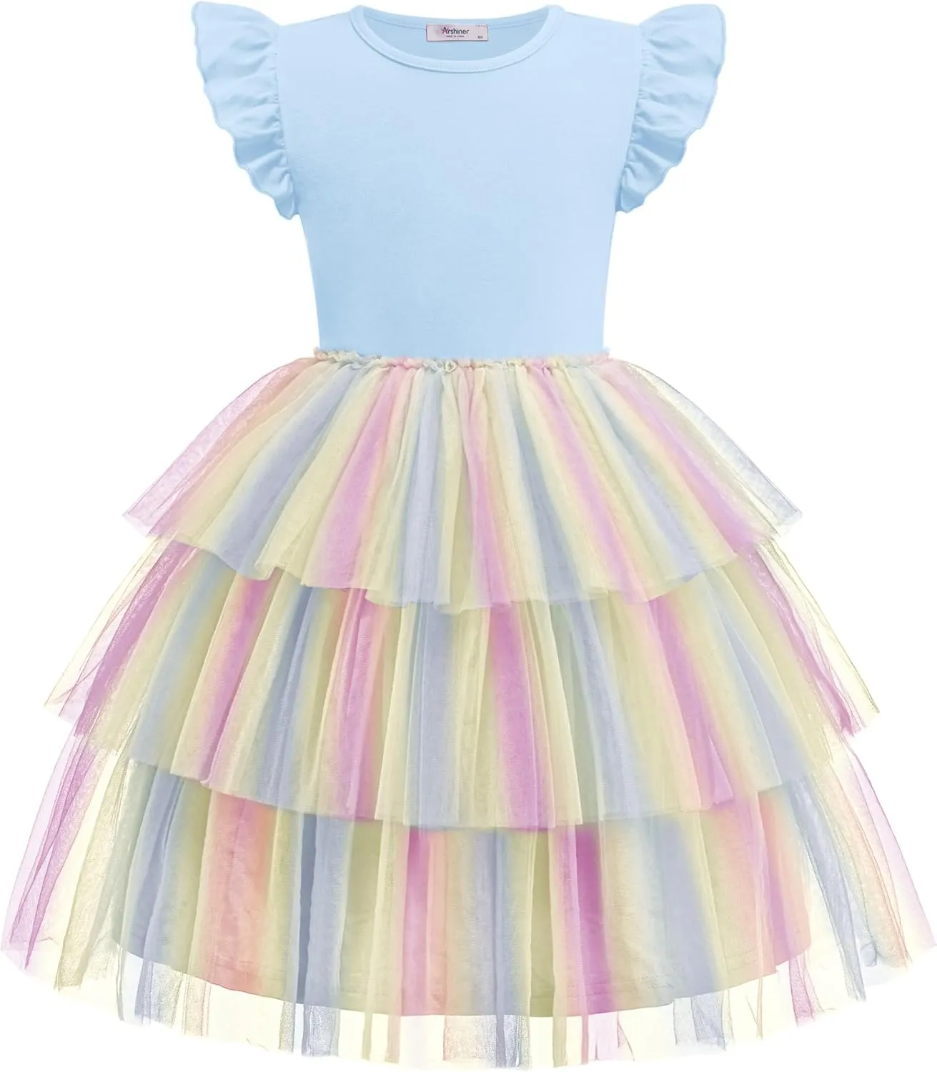 Arshiner Toddler Tutu Dress Girls Fluffy Tiered Summer Dresses Cute Party Tulle Sundress for Kids 2-7Y