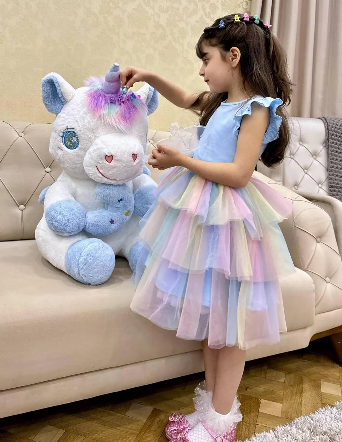 Arshiner Toddler Tutu Dress Girls Fluffy Tiered Summer Dresses Cute Party Tulle Sundress for Kids 2-7Y