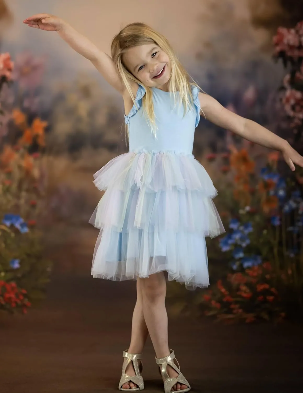 Arshiner Toddler Tutu Dress Girls Fluffy Tiered Summer Dresses Cute Party Tulle Sundress for Kids 2-7Y
