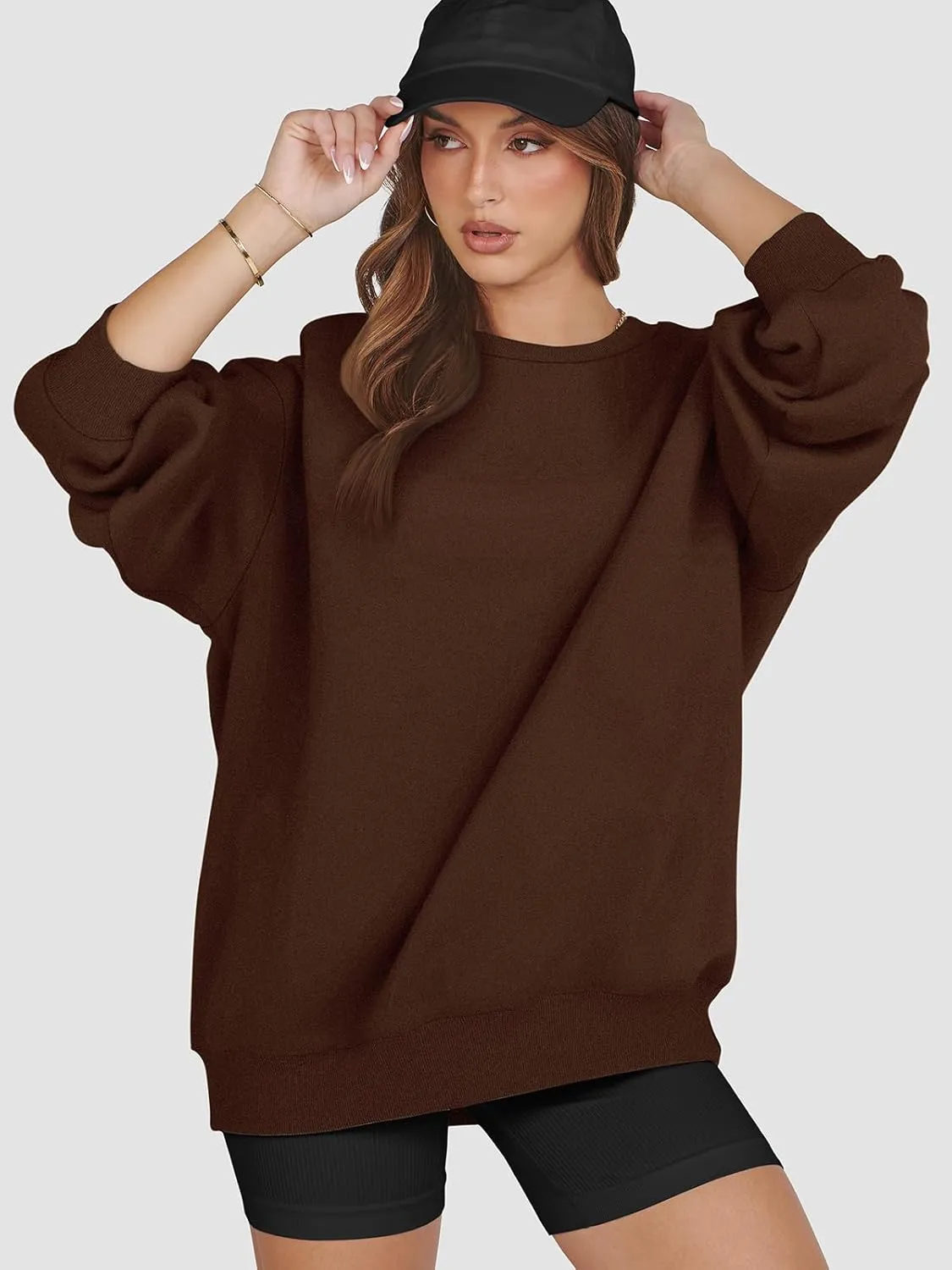 ATHMILE Oversized Sweatshirt for Women Crewneck Fleece Long Sleeve Pullover Hoodies Tops Fall Fashion Outfits Clothes 2025