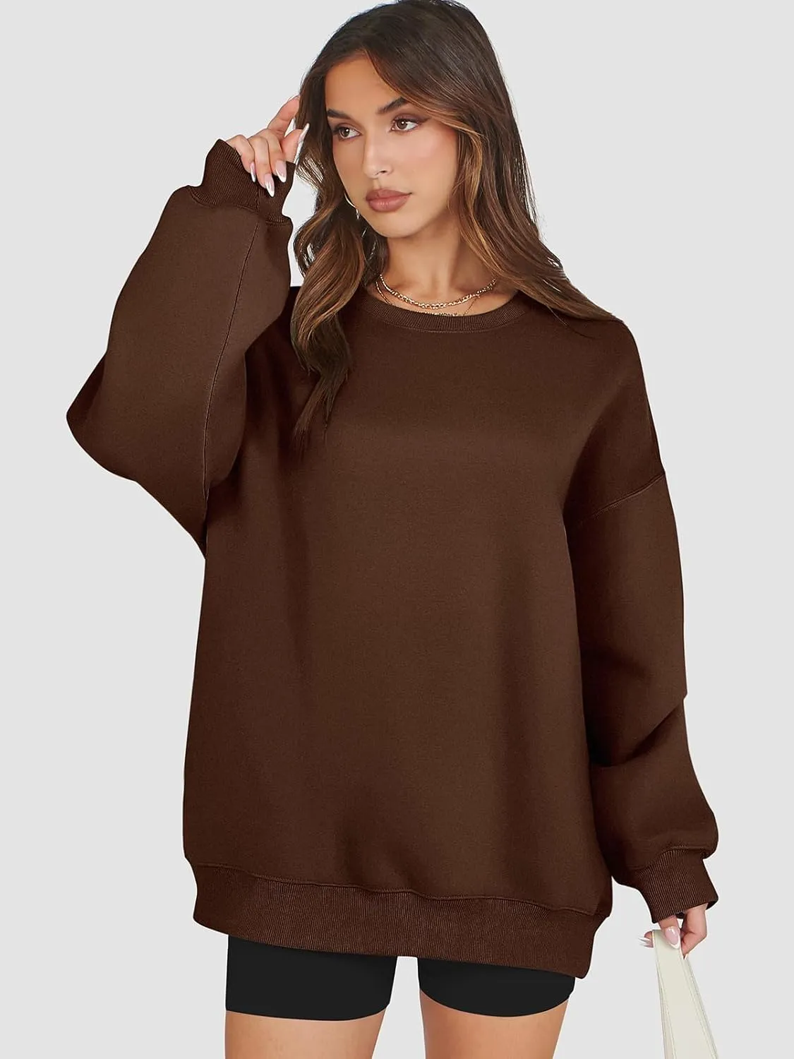 ATHMILE Oversized Sweatshirt for Women Crewneck Fleece Long Sleeve Pullover Hoodies Tops Fall Fashion Outfits Clothes 2025