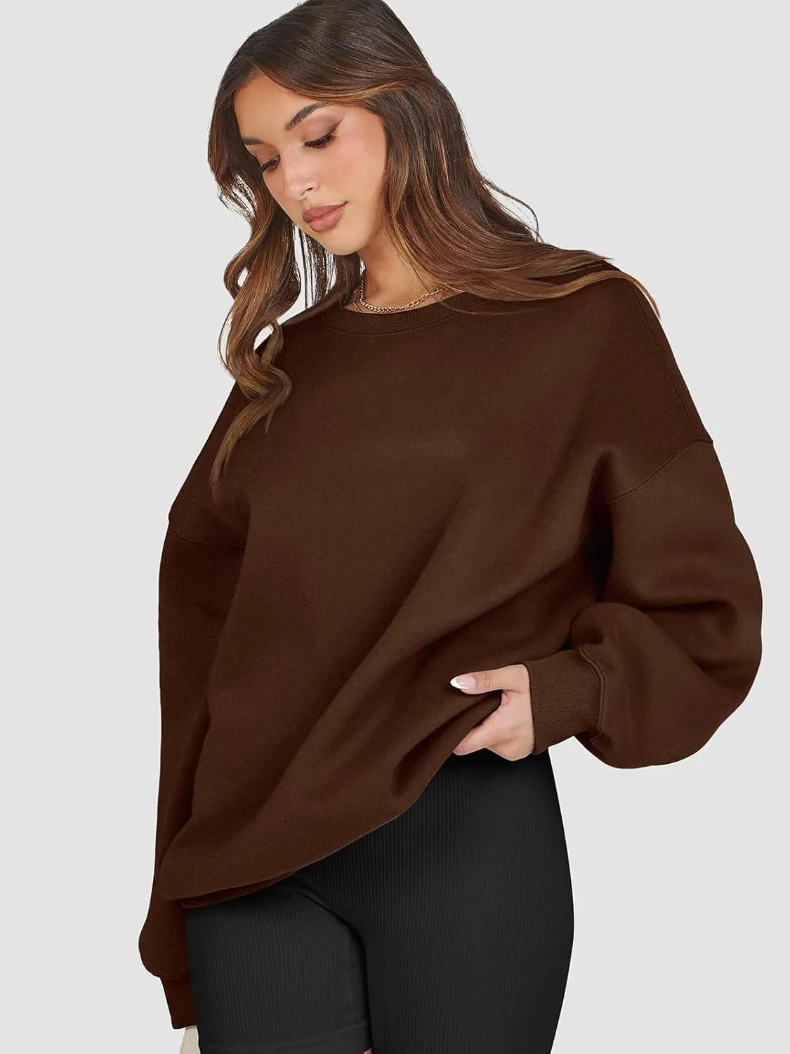 ATHMILE Oversized Sweatshirt for Women Crewneck Fleece Long Sleeve Pullover Hoodies Tops Fall Fashion Outfits Clothes 2025
