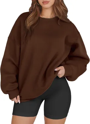 ATHMILE Oversized Sweatshirt for Women Crewneck Fleece Long Sleeve Pullover Hoodies Tops Fall Fashion Outfits Clothes 2025