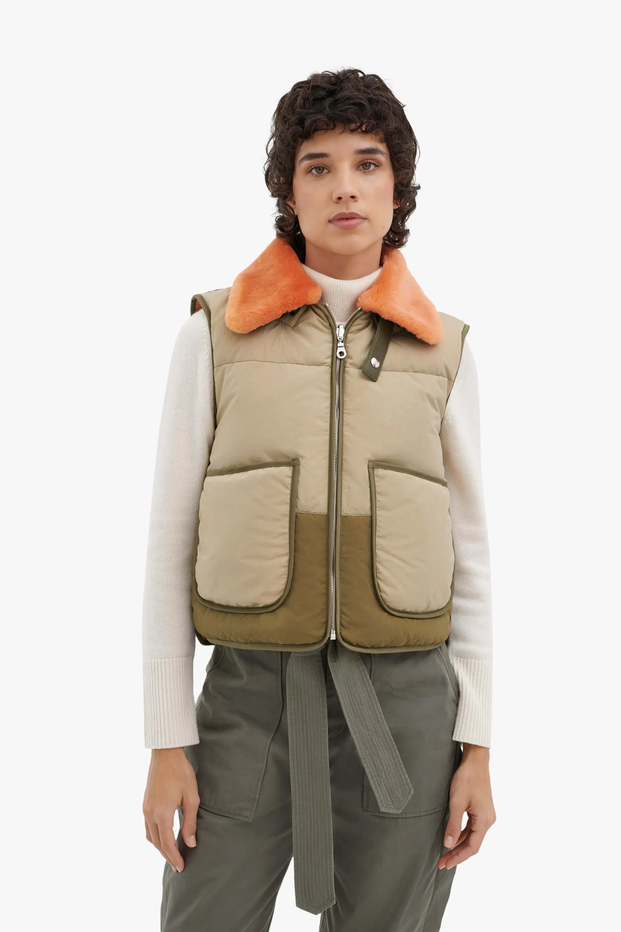 Aviator Down Vest - Sand / Burnt Orange