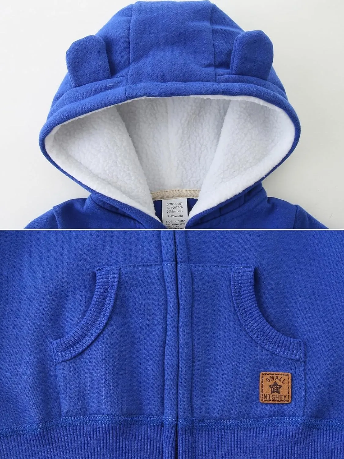 Baby Boy Girl Clothes Zip-Up Hoodies with Sherpa Lining Spring Fall Outerwear Coat