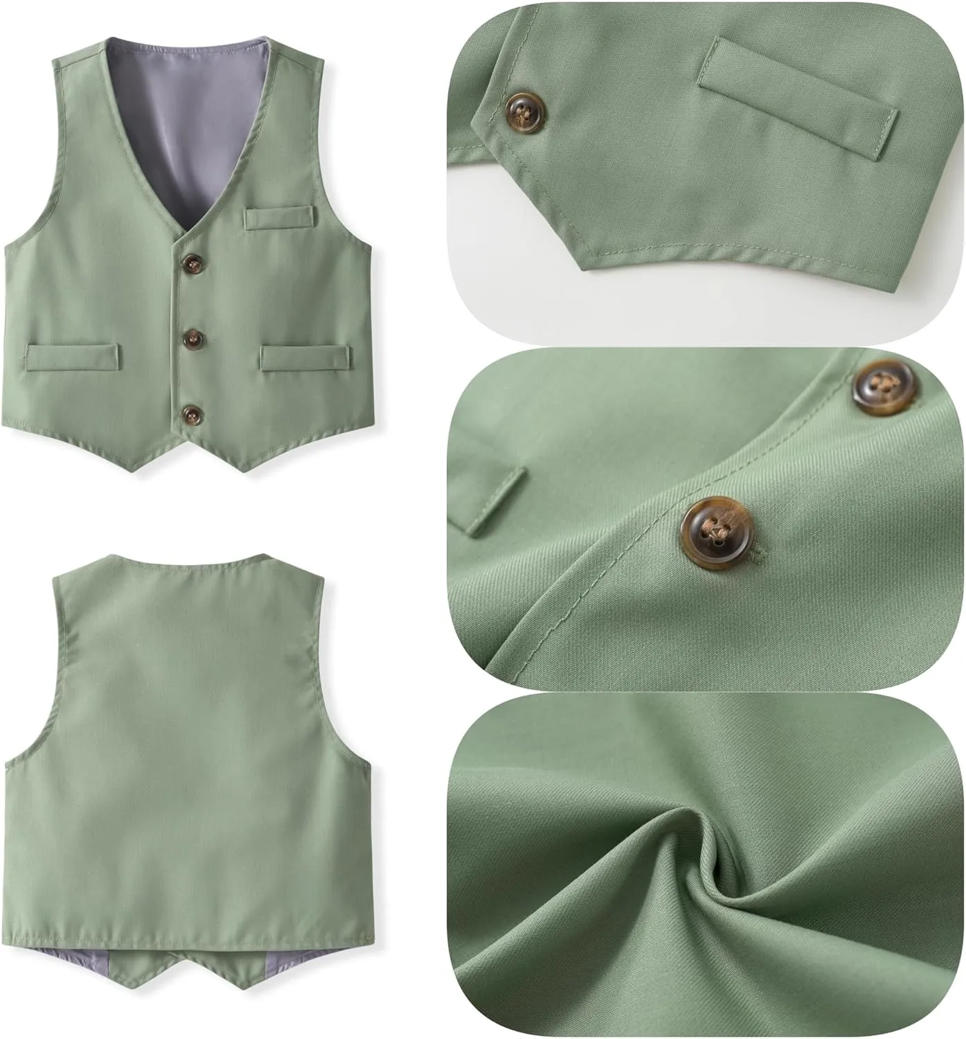 Baby Boys' 4-Piece Set with Dress Shirt, Vest, Pants, and Tie