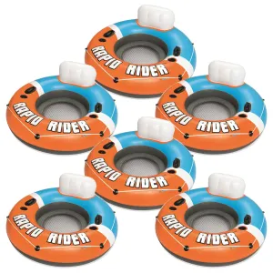 Bestway CoolerZ Rapid Rider Inflatable Blow Up Pool Chair Tube, Orange (6 Pack)