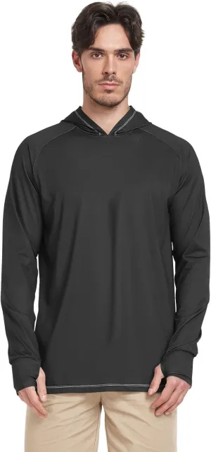 Black Sun Shirt Hoodie For Men Long Sleeve Fishing Shirt UPF 50  Quick-Dry Rash Guard With Hood Adult Rash Guards camisas manga larga para hombre con gorro