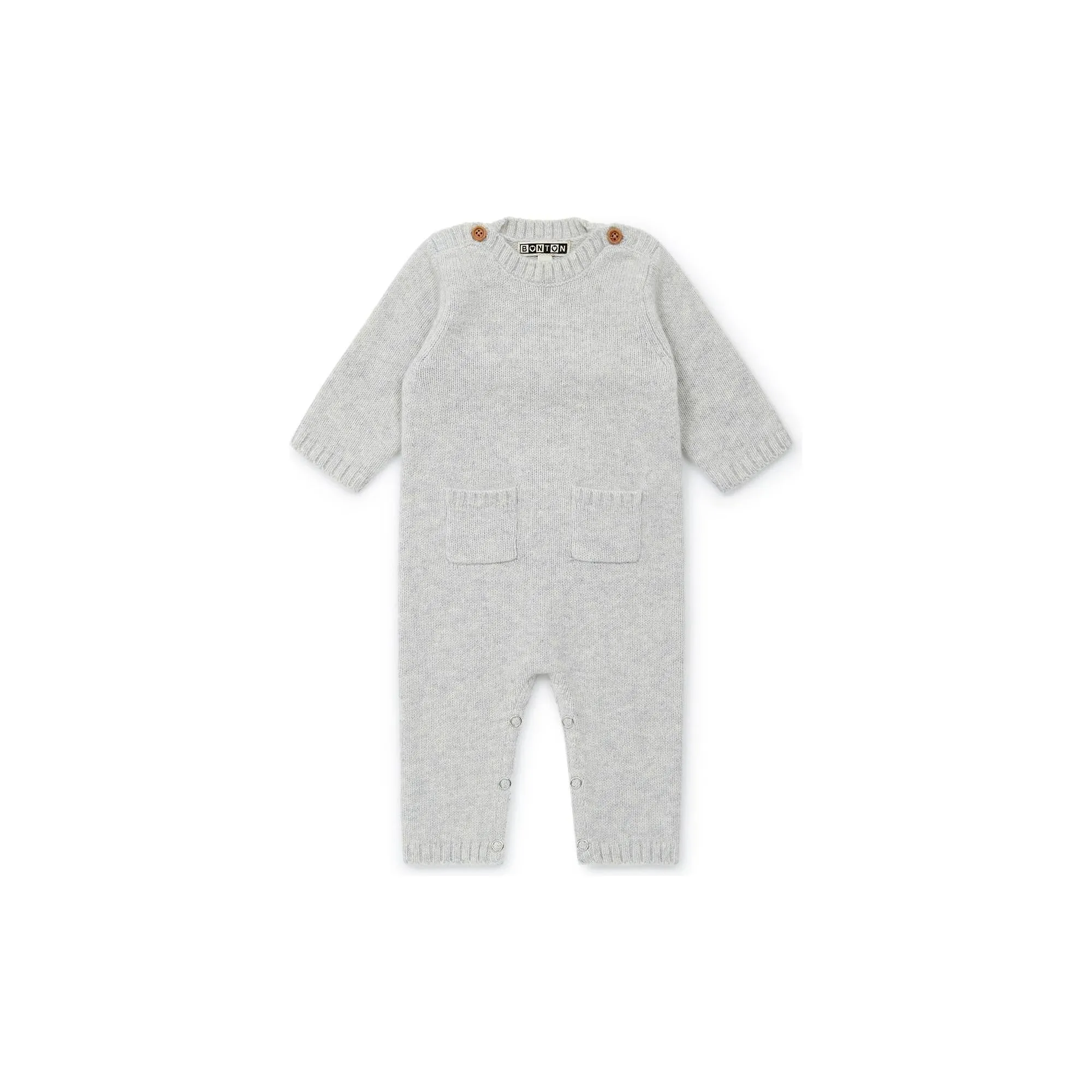 Bonton Baby Knitted Onesie - Heather Grey