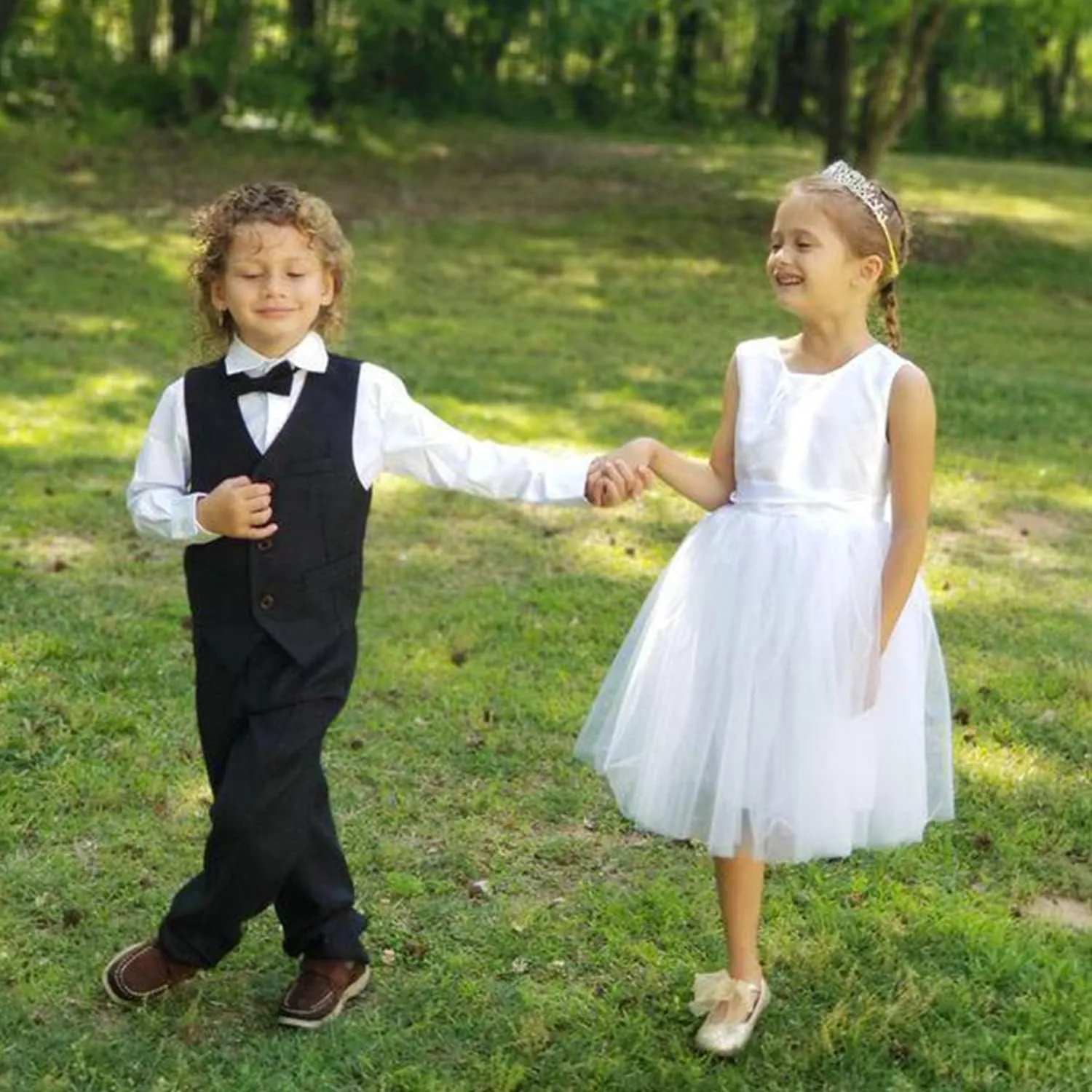 Boy's 5 Pieces Tuxedos Toddler Formal Suits Set Kids Slim Fit Suit for Weddings