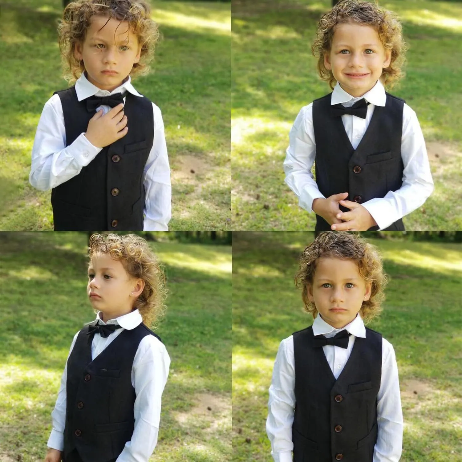 Boy's 5 Pieces Tuxedos Toddler Formal Suits Set Kids Slim Fit Suit for Weddings