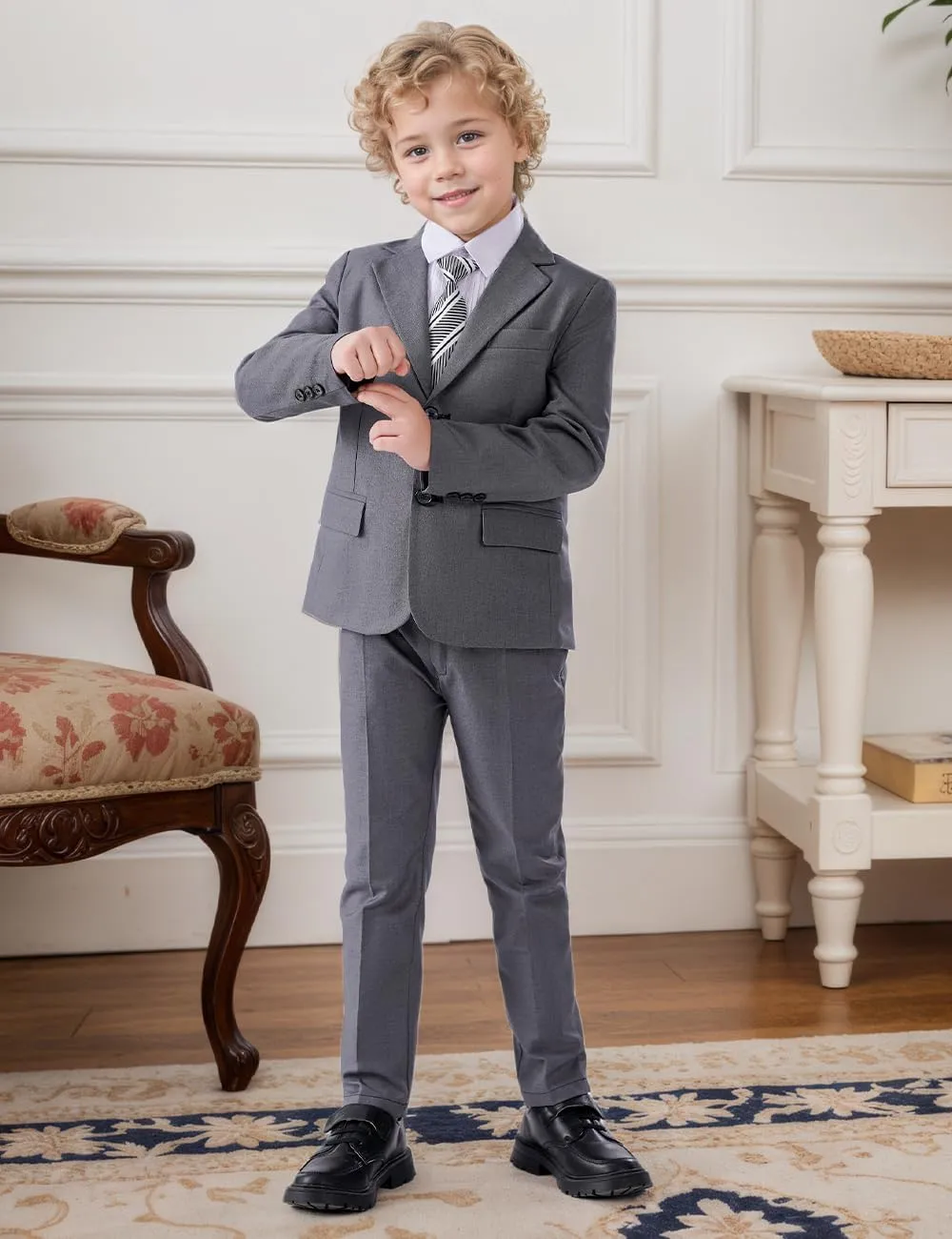 Boys Formal Suits Slim Fit Suit Kids Tuxedo Suits for Boys 5 Piece Boy Dress Pants Blazer Tie Bowtie