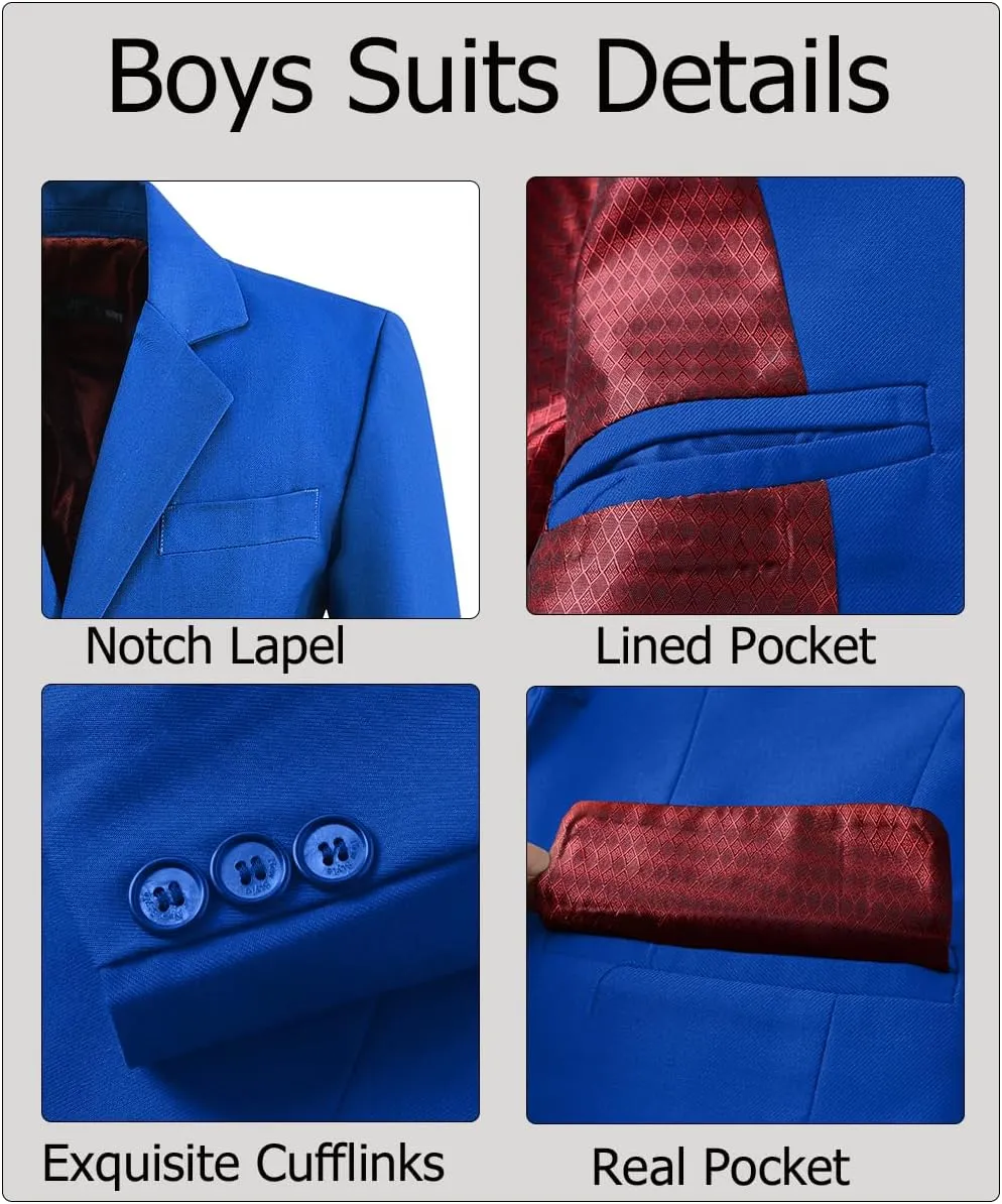 Boys Formal Suits Slim Fit Suit Kids Tuxedo Suits for Boys 5 Piece Boy Dress Pants Blazer Tie Bowtie