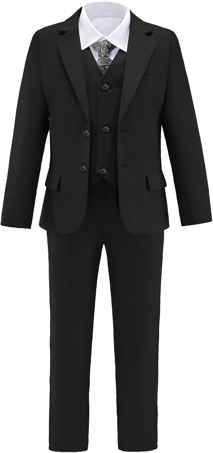 Boys Suit for Kids 6 Pieces Formal Dresswear Set Teen Boys Tuxedo Suits for Wedding Graduation