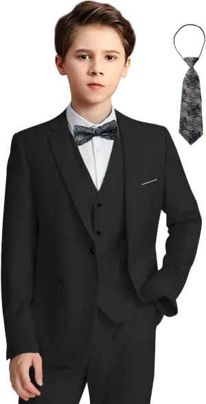 Boys Suit for Kids 6 Pieces Formal Dresswear Set Teen Boys Tuxedo Suits for Wedding Graduation