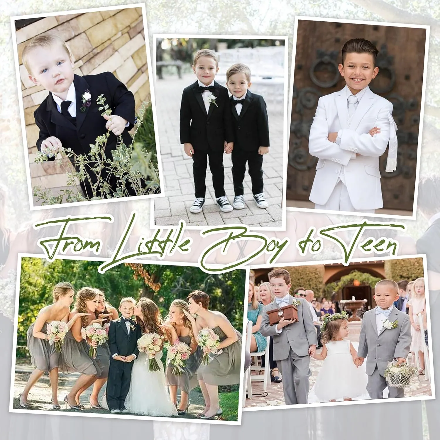 Boys Suit for Kids 6 Pieces Formal Dresswear Set Teen Boys Tuxedo Suits for Wedding Graduation