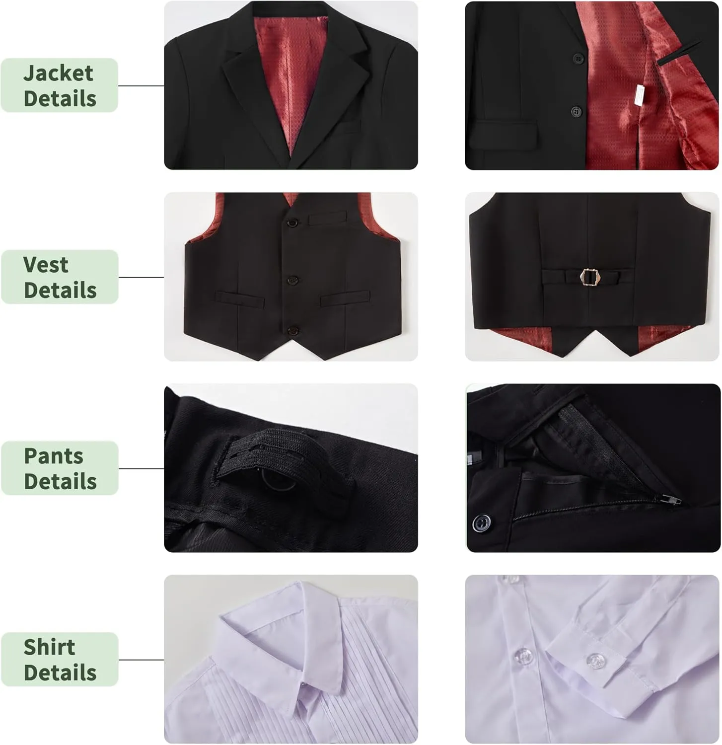 Boys Suit for Kids 6 Pieces Formal Dresswear Set Teen Boys Tuxedo Suits for Wedding Graduation