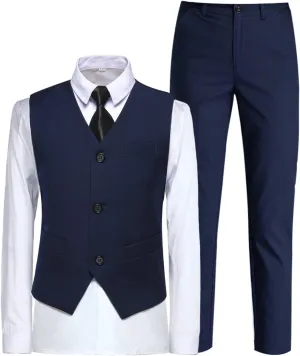 Boys Suit for Kids Toddler Boy 4-Piece Wedding Tuxedo Suits Vest and Pants Set
