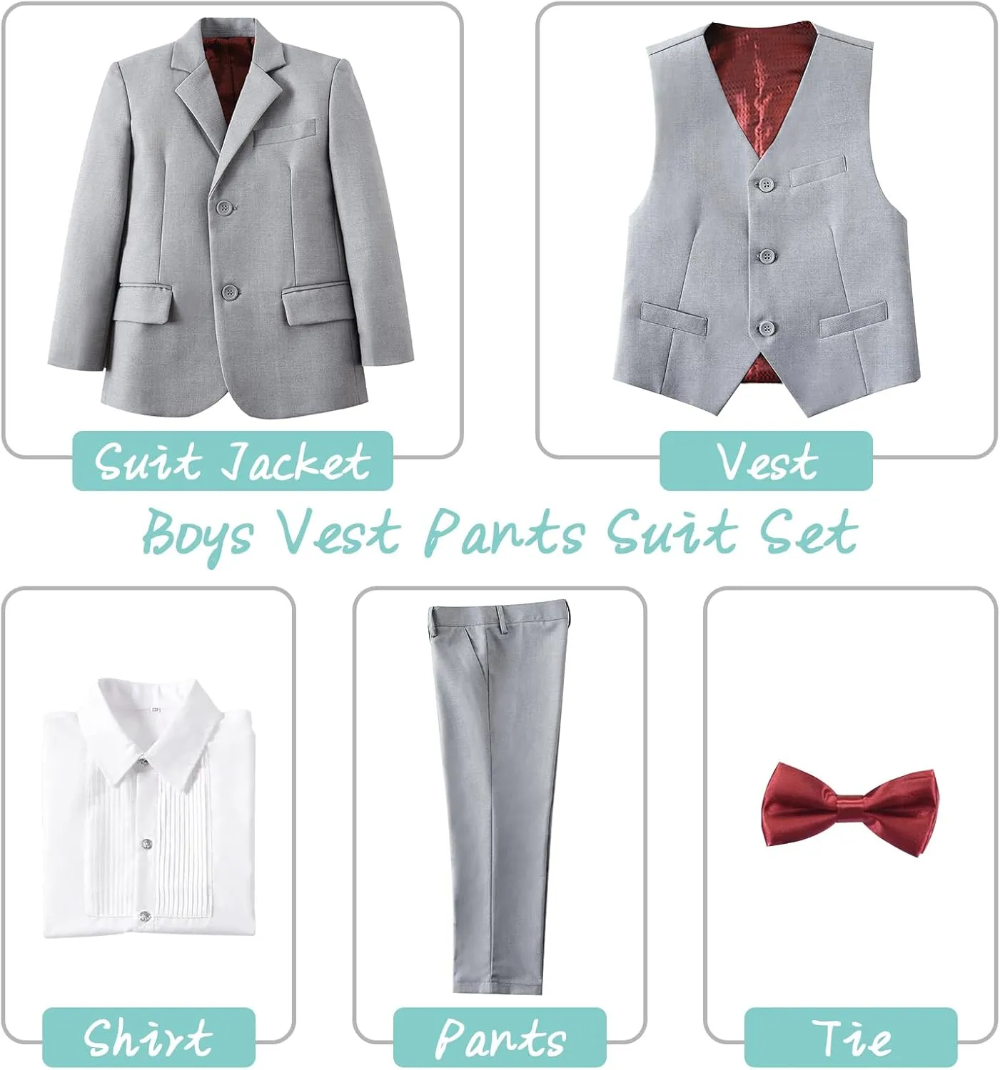 Boys Suit Toddler Tuxedo Kids Suits for Boys Dress Clothes Vest and Pants Set with Tie
