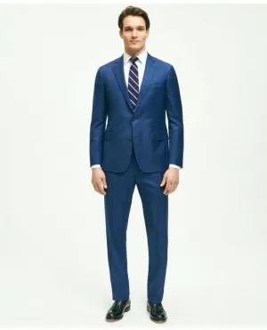 Brooks Brothers Men's Classic Fit Wool Sharkskin 1818 Suit Blue