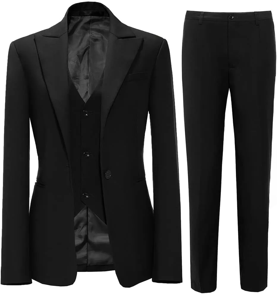 Business Women Suit Set 3 Pieces Notch Lapel Single Breasted Vest for Office Work Lady Suits (Blazer Vest Pants)