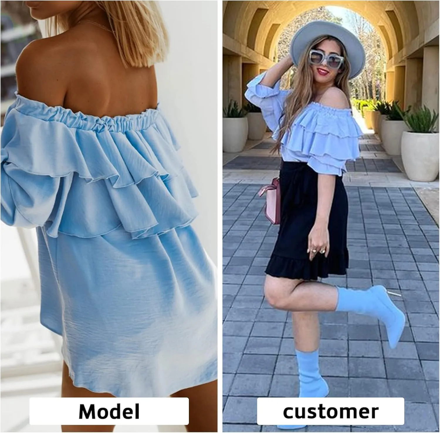 Byinns Women's Off Shoulder Ruffle Trendy Summer Fashion Long Sleeve Blouse Sexy Dressy Casual Outfits Layered Tops
