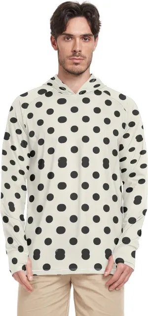 Cartoon Dot White Sun Protection Hoodies Long Sleeve UPF 50   Sun Shirt With Hood Quick Dry Rash Guard Shirts For Men Active Wear camisas para trabajo