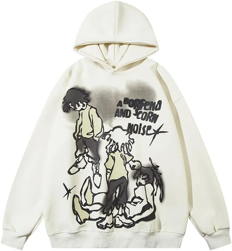 COOLMONAR Womens Carton Graphic Hoodie Streetwear Print Causal Loose Oversized Pullover Hooded Sweatshirts