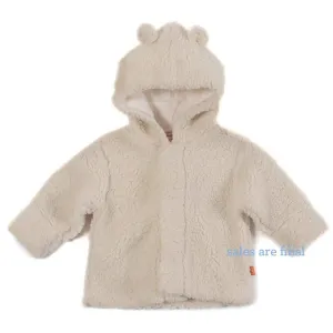 Cream Fleece Magnetic Hooded Jacket
