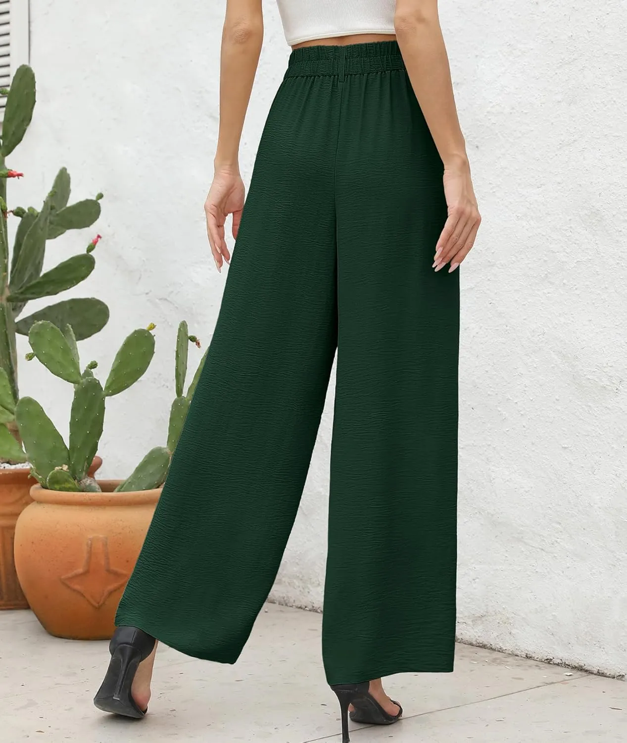 CZYINXIAN Women's Casual High Waisted Wide Leg Pants Flowy Business Work Casual Pants with Pockets