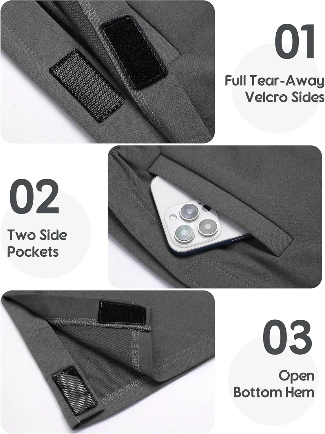 Deyeek Tear Away Pants for Women Side Snap Button Sweatpants Loose Fit Casual Post Surgery Adaptive Clothing with Pockets