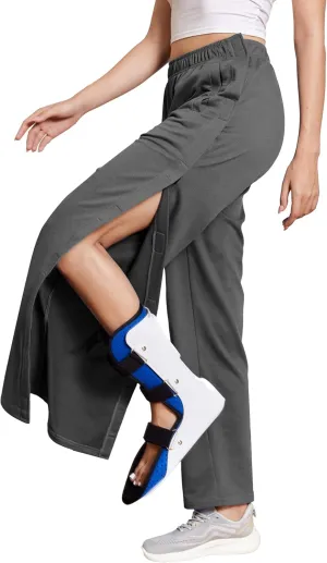 Deyeek Tear Away Pants for Women Side Snap Button Sweatpants Loose Fit Casual Post Surgery Adaptive Clothing with Pockets